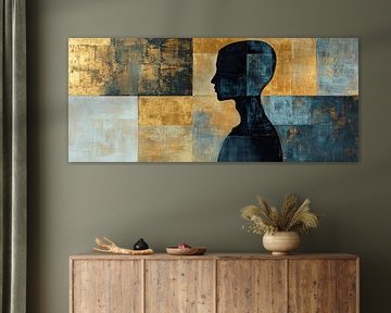 Silhouet in gouden, abstracte kleuren van Poster Art Shop