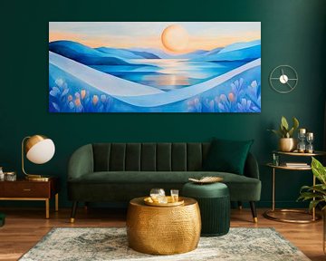 Sonnenaufgang über stillen Hügeln von Poster Art Shop