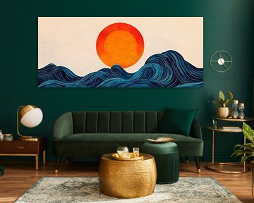 Sunrise over stylish waves by Poster Art Shop