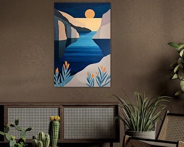 Zonsondergang op de rustige rivieroever van Poster Art Shop