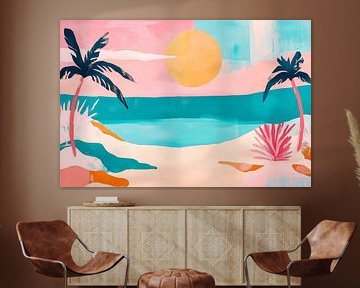 Sunset on a colourful beach paradise by Poster Art Shop