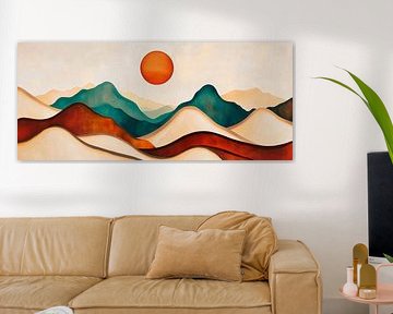 Coucher de soleil sur des collines douces sur Poster Art Shop