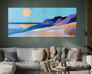 Vue ensoleillée sur la côte dans un doux jeu de couleurs sur Poster Art Shop