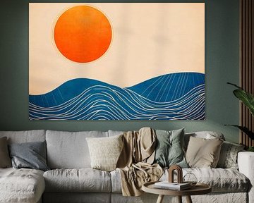 Sunny waves in harmonious blue by Poster Art Shop