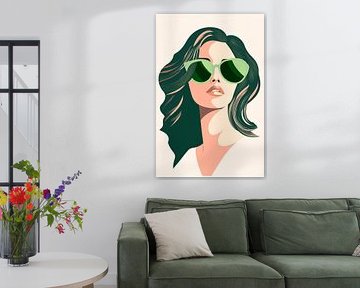 Stylish woman with green sunglasses by Poster Art Shop