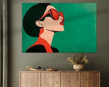 Stijlvolle dame met zonnebril in profiel van Poster Art Shop