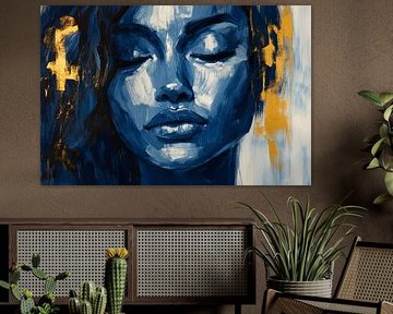 Dreamlike silence in blue and gold by Poster Art Shop
