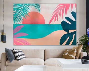 Tropical sunset by the sea by Poster Art Shop