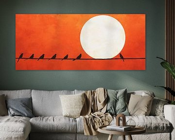 Birds in the sunset silhouette glow by Poster Art Shop