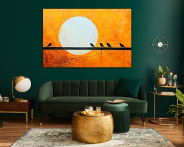 Birds in the shadow of the setting sun by Poster Art Shop