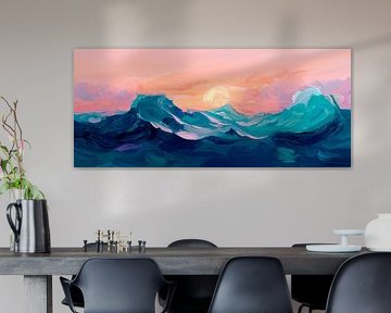 Waves in the evening light of the oceans by Poster Art Shop