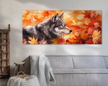 Wolf in autumn leaves: silent beauty by Poster Art Shop