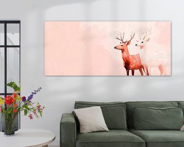 Delicate deer friends in soft light by Poster Art Shop