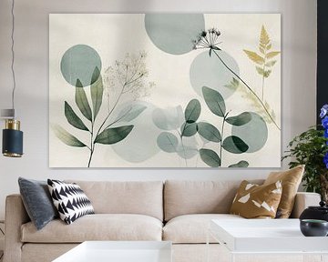 Delicate bladeren en zachte kleuren in harmonie van Poster Art Shop