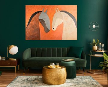 Two horses in a soft play of colours by Poster Art Shop
