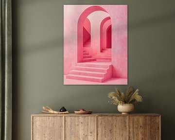 Roze trappen doolhof van But First Framing