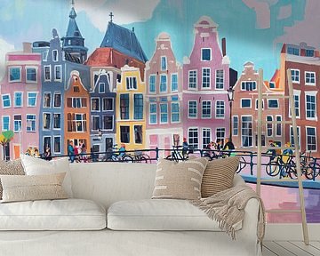 Schilderij Amsterdam van Abstract Schilderij