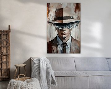 Mannenportret | Melted Gaze van Abstract Schilderij