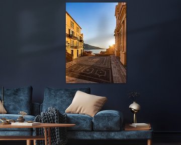 Sunrise on the church square in Menton, France by Werner Dieterich