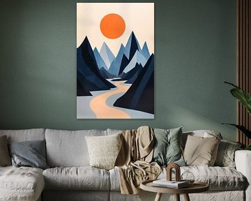 Abstract berglandschap in zonlicht van Poster Art Shop