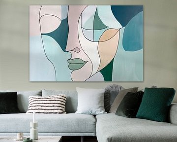 Abstract face shapes in soft colours by Poster Art Shop