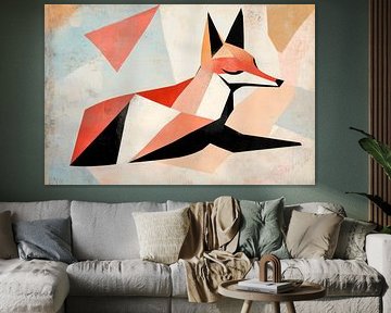 Abstract fox in soft colours by Poster Art Shop