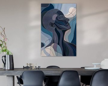 Abstract hoofdprofiel in zachte kleuren van Poster Art Shop