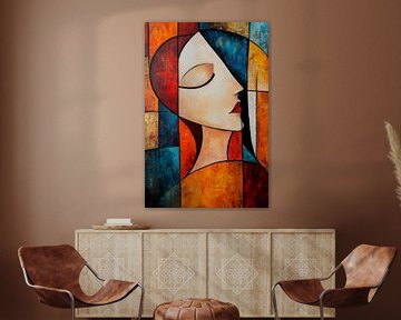 Abstract portrait in warm colours by Poster Art Shop