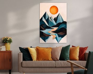 Bergen en zon - Abstract landschap van Poster Art Shop