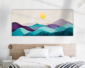 Berglandschap in een zacht kleurenspel van Poster Art Shop