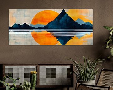 Mountain landscape at sunset - Coloured by Poster Art Shop
