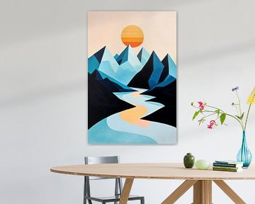 Berglandschap met gekleurde lucht van Poster Art Shop