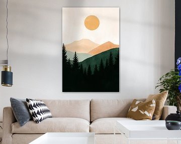 Berglandschap met gouden zonsopgang van Poster Art Shop