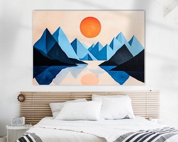 Berglandschap met zonsopgang - Geometrisch van Poster Art Shop