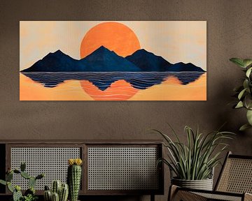 Bergsilhouette bei Sonnenuntergang – Farbspiel von Poster Art Shop