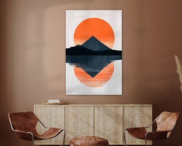 Mountain silhouette in the sunset - Minimalist by Poster Art Shop