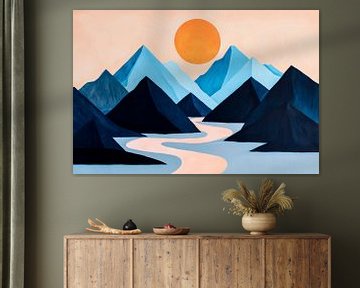 Berglandschap met oranje zonsopgang van Poster Art Shop