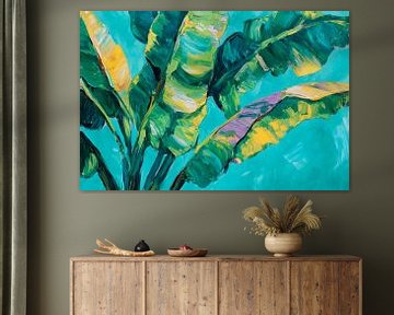 Kleurrijke bananenbladeren in een tropische look van Poster Art Shop