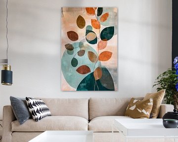 Kleurrijke bladeren over zachte vormen van Poster Art Shop