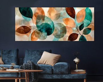 Kleurrijke bladeren over zachte kleuren van Poster Art Shop