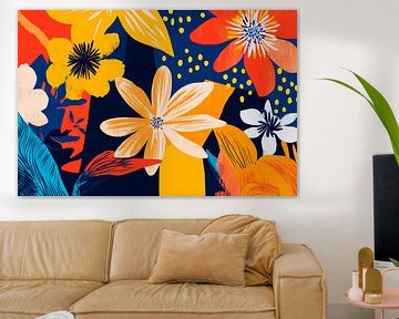 Colourful floral splendour on a dark background by Poster Art Shop