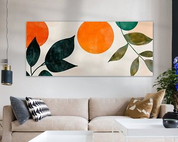 Colourful circles and leaves - abstract harmony by Poster Art Shop