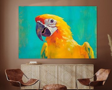 Colourful macaw against a bright background by Poster Art Shop