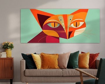 Colourful cat portrait in geometric style by Poster Art Shop