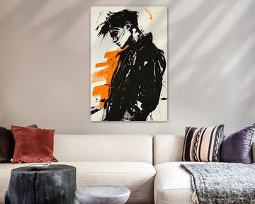 Dramatic portrait in black and orange by Poster Art Shop