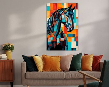 Kleurrijk paardenportret in geometrische stijl van Poster Art Shop