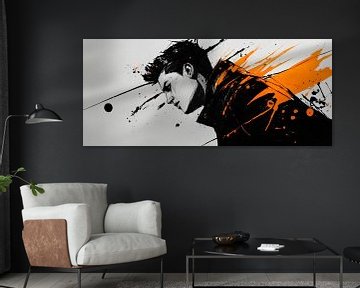 Dynamic portrait with orange accents by Poster Art Shop