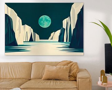 Icy cliffs under the full moonlight by Poster Art Shop