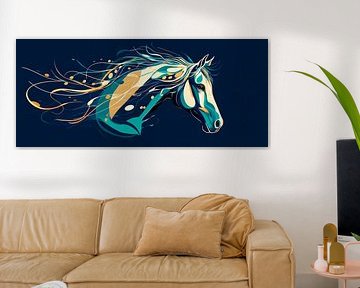Fantasierijk paardenhoofd in een kleurenzee van Poster Art Shop