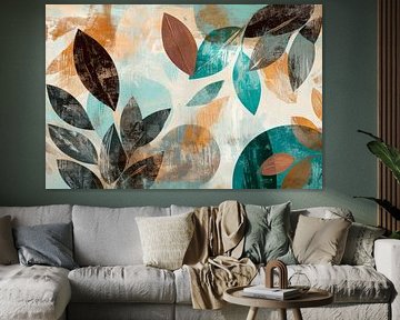 Colourful leaf composition - abstract and modern by Poster Art Shop